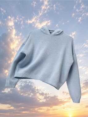 Only Pale Blue Hooded Crewneck Sweater